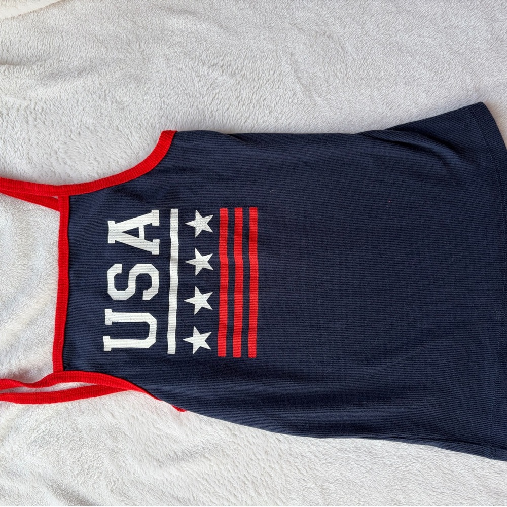 Zoe + Liv Navy Tank Top with Red Accents